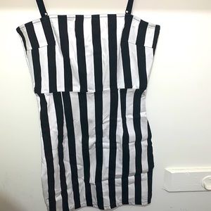 Black and white mini dress